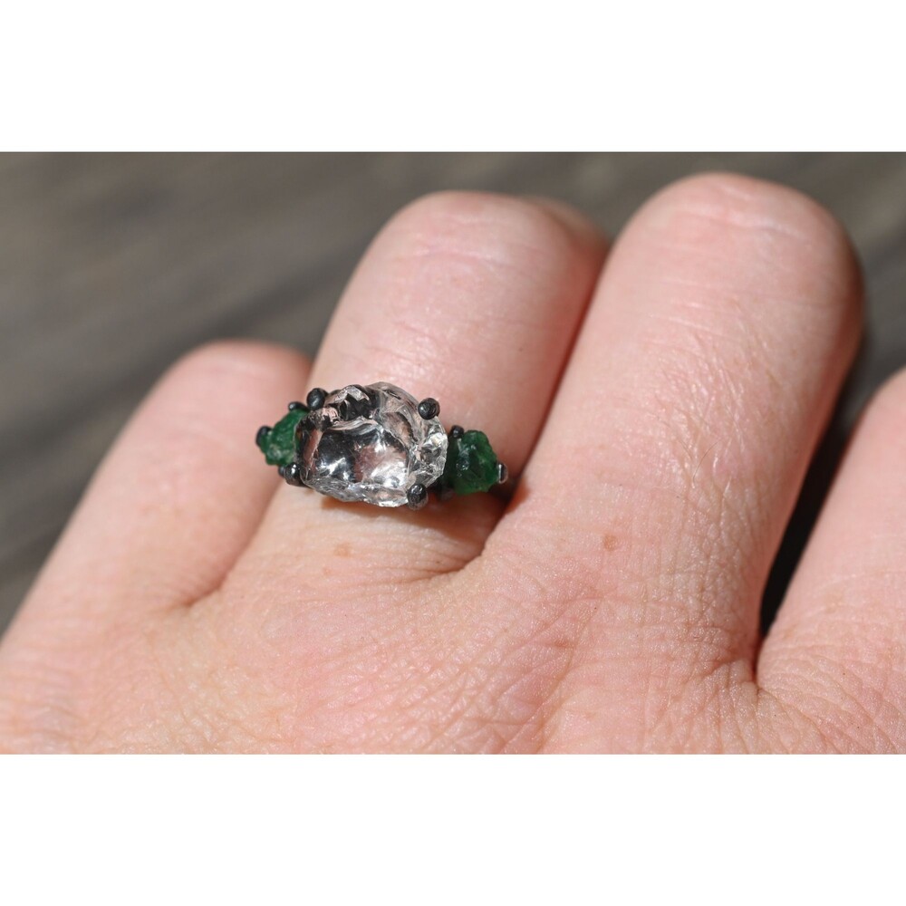 Engagement ring Emerald s, Natural Real and Raw, size 3 4 5 6 7 8 9 10 11 12 - Picture 6 of 8